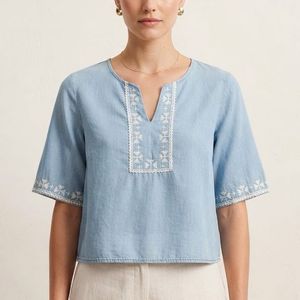 Boho Embroidered Tunic Top