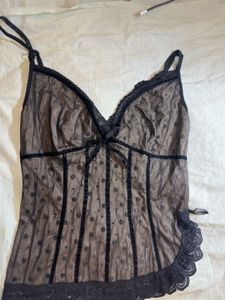 Sheer Black Lace Camisole Top