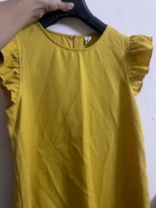 Chic Yellow Ruffle Sleeve Mini Dress