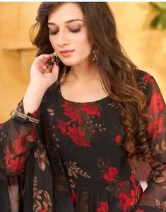 Floral Print Anarkali Suit Set