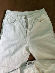 white Colored Straight Leg Pants