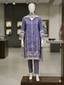 Embroidered Purple Kurta Set with Dupatta