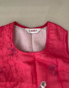 Vibrant Pink Floral Sleeveless Kurta Set