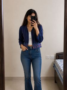 Embroidered Blue Jacket/Cardigan