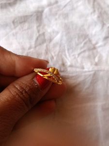 Elegant Gold colour artificial Ring with Heart Des
