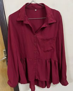 Maroon Peplum Top