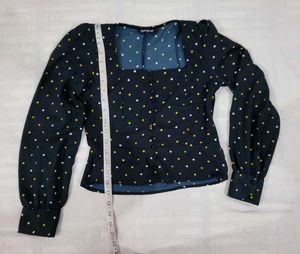 Chic Polka Dot Square Neck Top