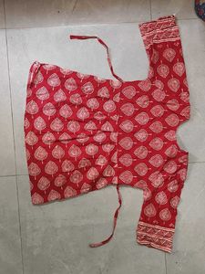 Red Ethnic Printed Kurta