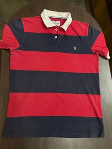 Red & Navy Striped Polo Shirt