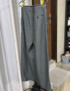 H&amp;M Classic Grey Wide-Leg Trousers