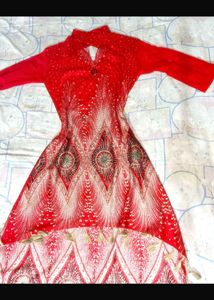 Red Printed High-Low Mini Dress