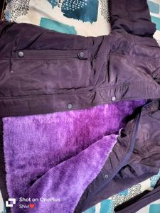 Purple Hooded Padded Jacket