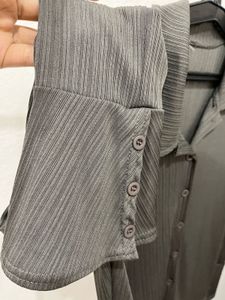 Stylish Ribbed Button-Up Shirt