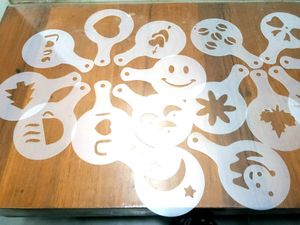 NEWBrand new 16 pcs Coffee Stencils, Transparent C