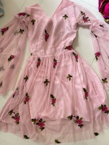 Pink Embroidered Ethnic Gown