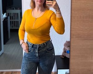 Yellow Zipper Knit Top