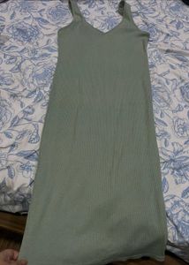 Sleek Ribbed Sage Green Midi Dress-NailPaint Free