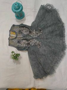 Elegant Gray Flower Girl Dress