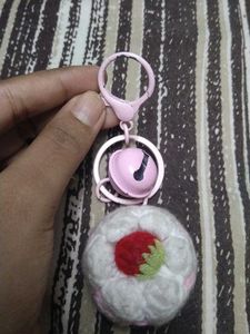 Cute Crochet Strawberry Keychain with Bell