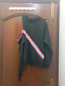 Trendy Cold Shoulder Striped Sweatshirt