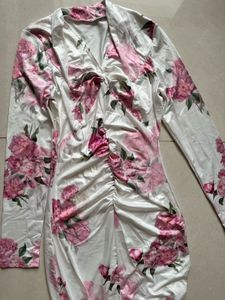 Chic Floral Print Ruched Dress