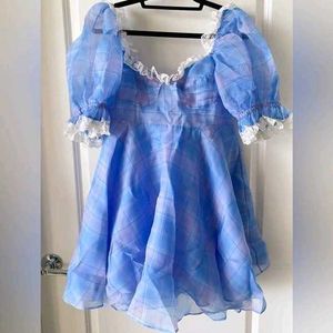 Blue Plaid Mini Dress