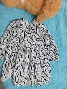Girls' Printed Dress with Black Bodice