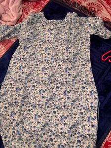 Floral Print Kurta with Embellished Neckline