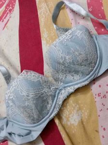 Light Blue Lace Trim Bra