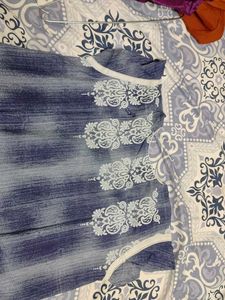 Unused,Blue Printed Kurta