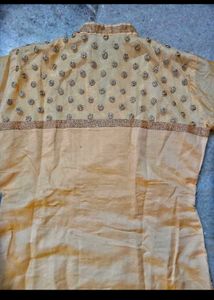 heavy real mirror &amp; zari work tissue kurta set