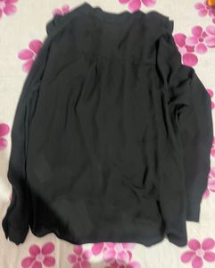 Stylish Black Ruffle Blouse