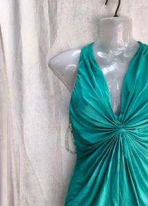 Teal Ruched Halter Neck Top