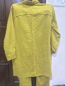Stylish Yellow Kurta Set with Deer Print