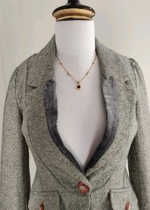 Grey Textured Korean Blazer Jacket