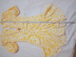 Yellow Floral Print Midi Dress