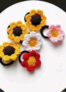 Crochet Flower Hair Ties