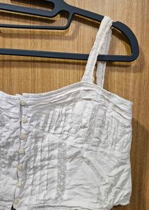 White Sleeveless Crop Top