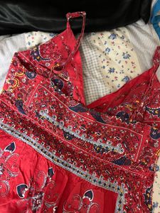 y2k Red Paisley Print Cami Top