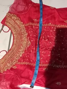 Stunning Red &amp; Blue Embroidered Lehenga Choli