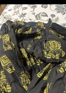 Black &amp; Gold Elephant Print Ethnic Skirt