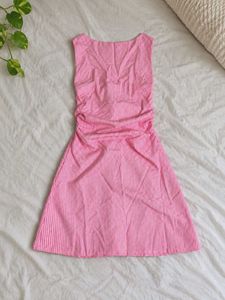Sleeveless Striped Bodycon Mini Dress In Baby Pink
