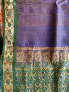 Purple Silk Saree with Green Border