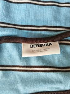 bershka Blue Striped Spaghetti Strap Top