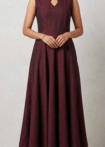 Maroon Ethnic Kurta with Red Neckline Detail