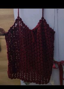 🐞Cute Boho Maroon Crochet Tank Top🍒