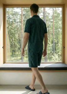 Shein Cuban Collar Checked Shirt &amp; Shorts Lounge