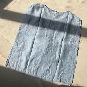 Light Blue Tie-Front Top