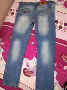 Distressed Blue Denim Jeans Waist 32 inch