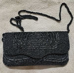 Dark Grey Beaded Evening Clutch / Purse